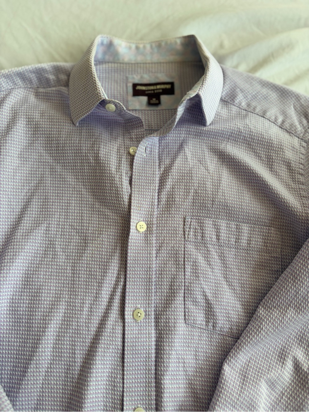 Johnston & Murphy Mens Lavender Textured Long Sleeve Button Up Dress Shirt Size